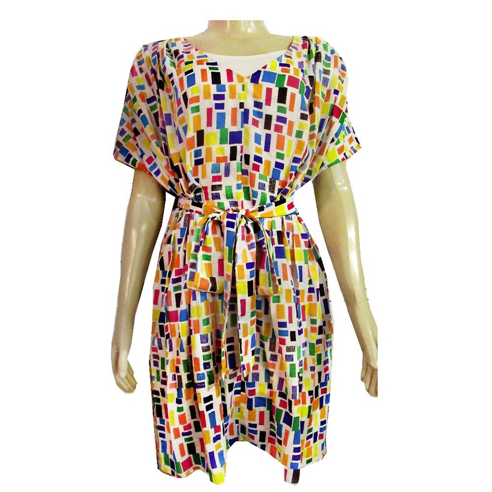 FASHION STAR Multi-Color Belted Womens Dress $79.0